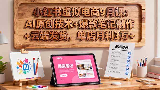 （16287期）小红书虚拟电商9月课：AI原创技术+爆款笔记制作+云端发货，单店月利3万+
