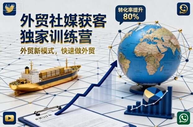 外贸社媒获客独家训练营，外贸新模式，快速做外贸