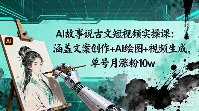 （16369期）AI故事说古文短视频实操课：涵盖文案创作+AI绘图+视频生成，单号月涨粉10w