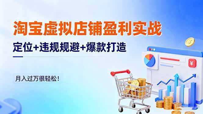 （16387期）淘宝虚拟店铺盈利实战：定位+违规规避+爆款打造，月入过万很轻松！