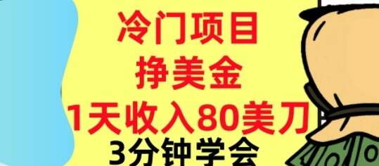 冷门项目挣美刀，0门槛，1天收入80刀，3分钟学会,这个方法要学会