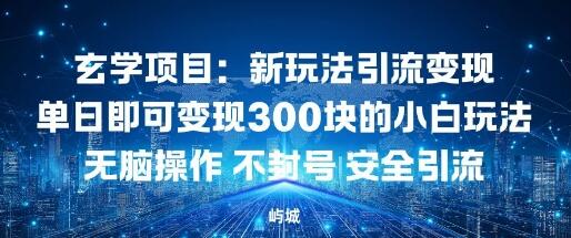 玄学项目：新玩法引流变现单日即可变现3张的小白玩法无脑操作不封号安全引流