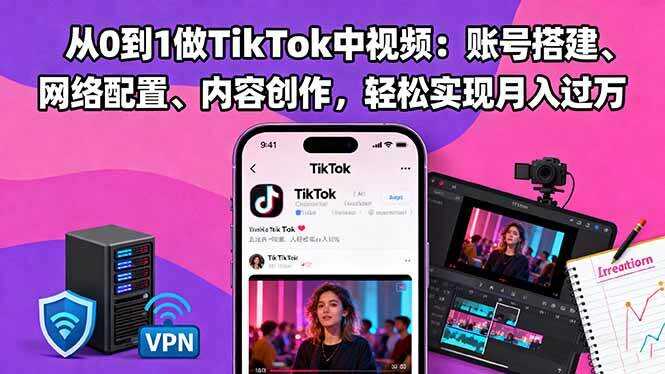 （16461期）从0到1做TikTok中视频：账号搭建、网络配置、内容创作，轻松实现月入过万