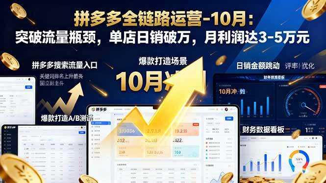 （16462期）拼多多全链路运营-10月：突破流量瓶颈，单店日销破万，月利润达3-5万元