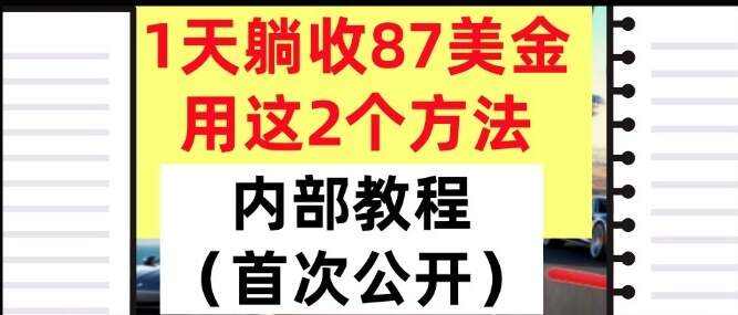 1天躺收87美刀，用这2个方法，长期稳定，超简单，内部教程