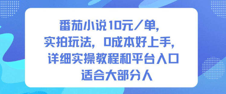 番茄小说10米每单，实拍玩法，0成本好上手，详细实操教程和平台入口适合大部分人