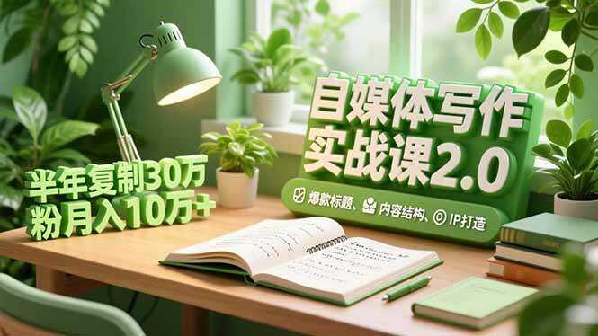 （16734期）自媒体写作实战课2.0，爆款标题、内容结构、IP打造，半年复制30万粉月入10万+