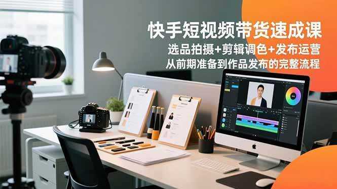 （16752期）快手短视频带货速成课，选品拍摄+剪辑调色+发布运营，从前期准备到作品发布的完整流程
