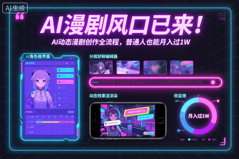 AI漫剧风口已来！AI动态漫剧创作全流程，普通人也能月入过1W