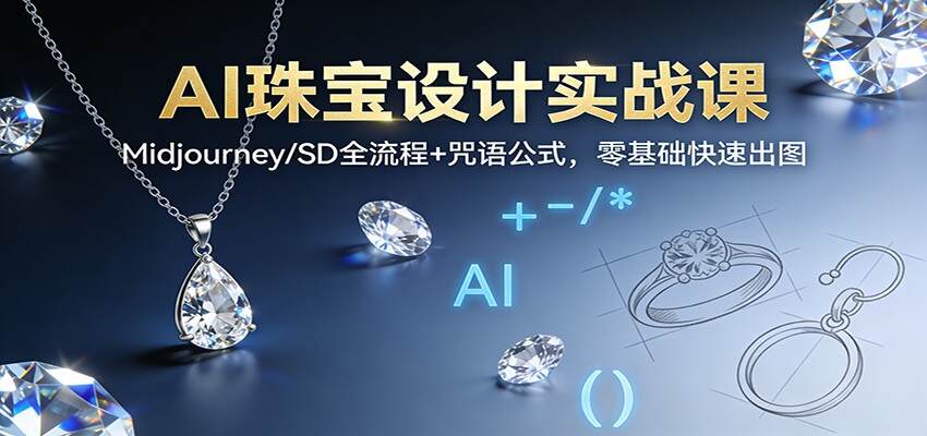 AI珠宝设计实战课：Midjourney/SD全流程+咒语公式，零基础快速出图
