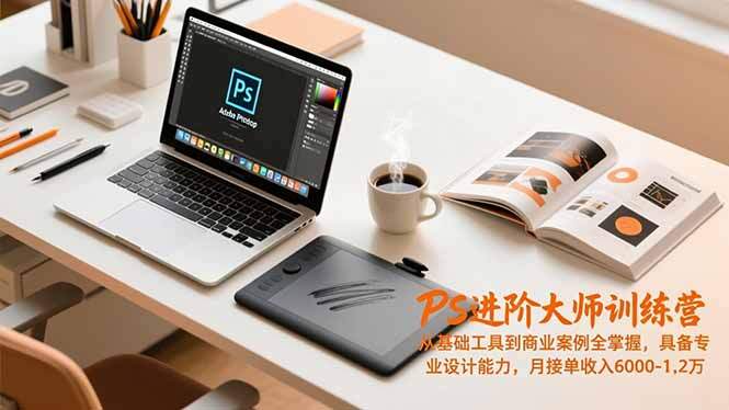PS进阶大师训练营，从基础工具到商业案例全掌握，具备专业设计能力，月接单收入6000-1.2万