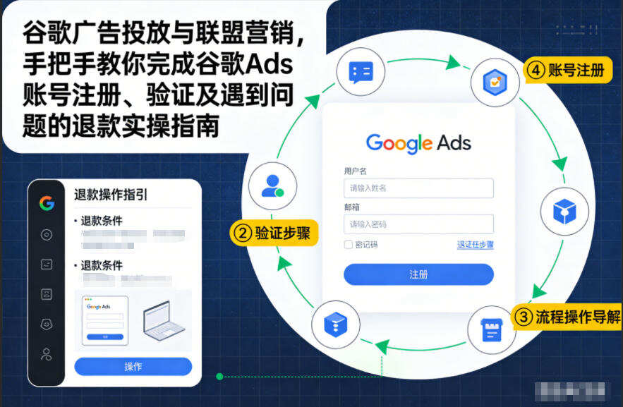 谷歌广告投放与联盟营销，手把手教你完成谷歌Ads账号注册、验证及遇到问题的退款实操指南