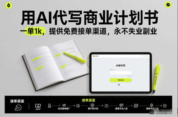 用AI代写商业计划书，一单1k，提供免费接单渠道，永不失业副业