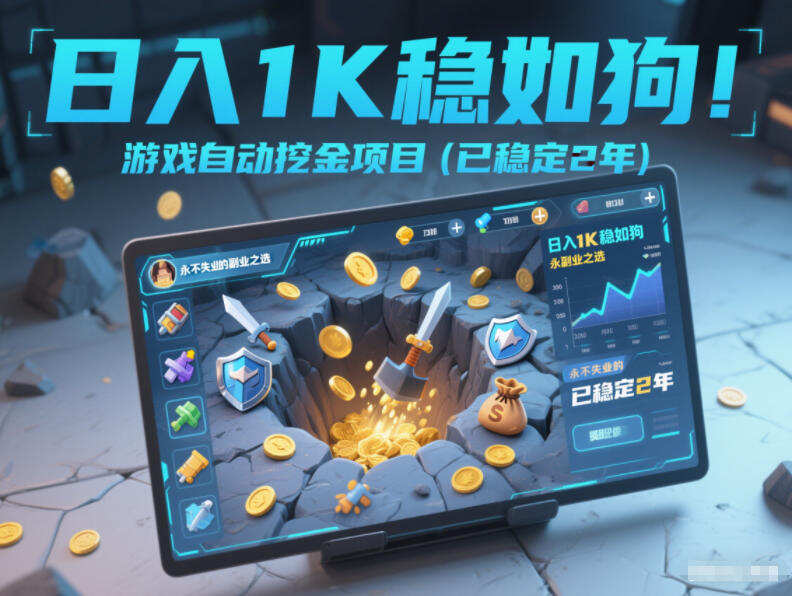 日入1K稳如狗！游戏自动挖金项目（已稳定2年），永不失业的副业之选【揭秘】