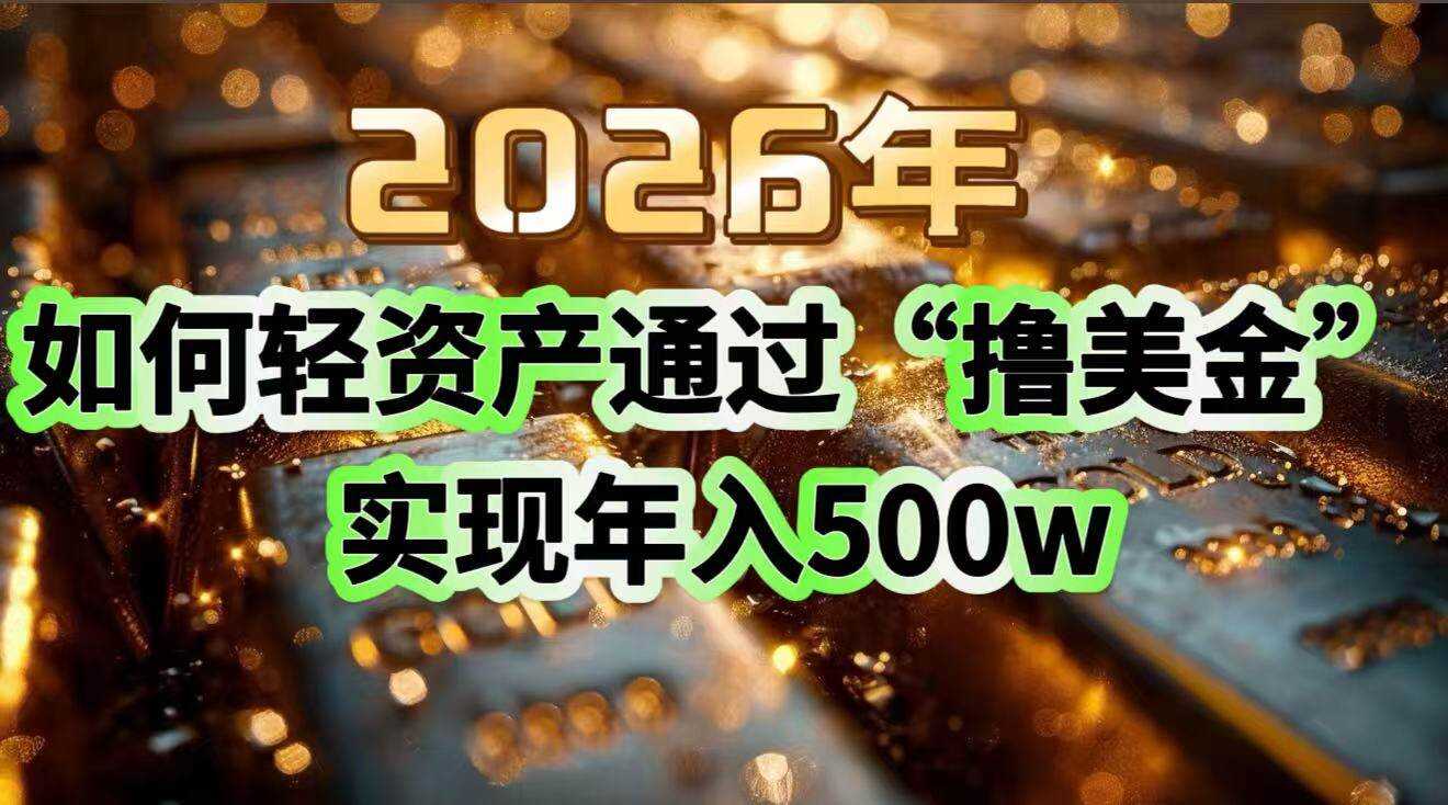 （17033期）2026年如何轻资产通过“撸美金”实现年入500w