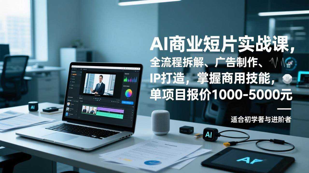 （17050期）AI商业短片实战课，全流程拆解、广告制作、IP打造，掌握商用技能，单项目报价1000-5000元