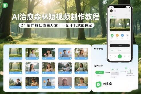 AI治愈森林短视频制作教程，21条作品狂揽百万赞，一部手机就能搞定
