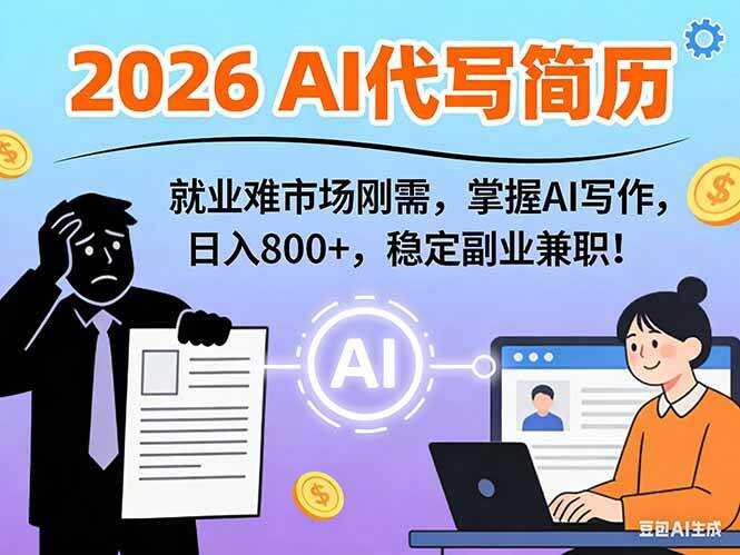 （17119期）AI代写简历，超暴利，用万能模板月入1-3万实战教程，2026年市场刚需！