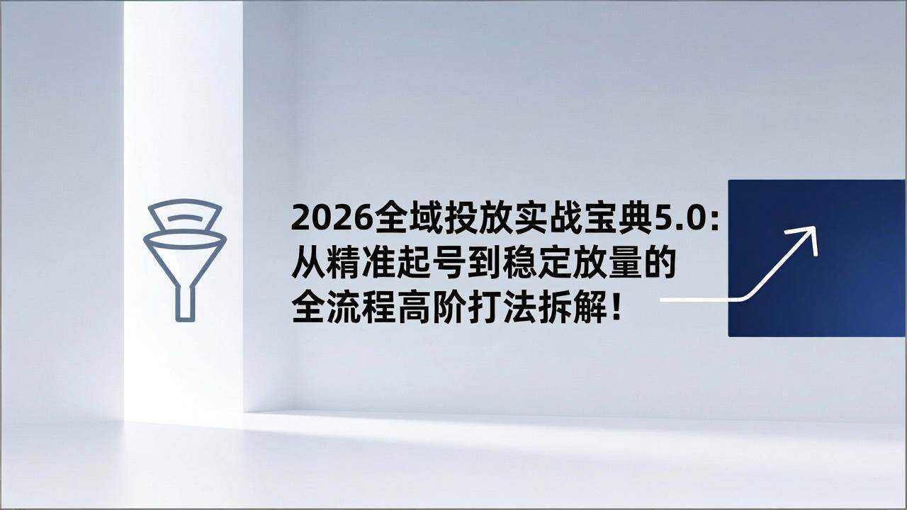 （17156期）2026全域投放实战宝典5.0：从精准起号到稳定放量的全流程高阶打法拆解！