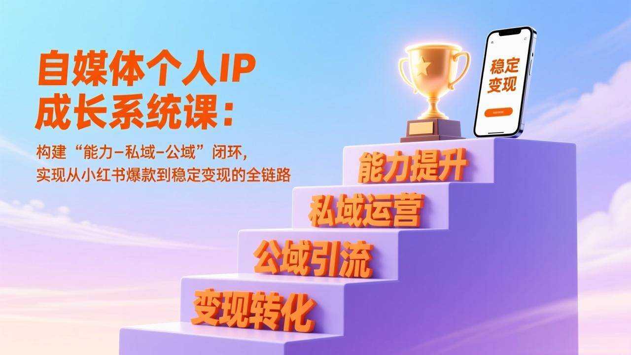 （17192期）自媒体个人IP成长系统课：构建“能力-私域-公域”闭环，实现从小红书爆款到稳定变现的全链路