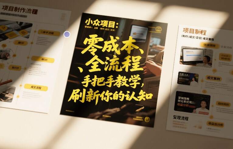小众项目：零成本、全流程（制作-成交-变现）手把手教学，刷新你的认知