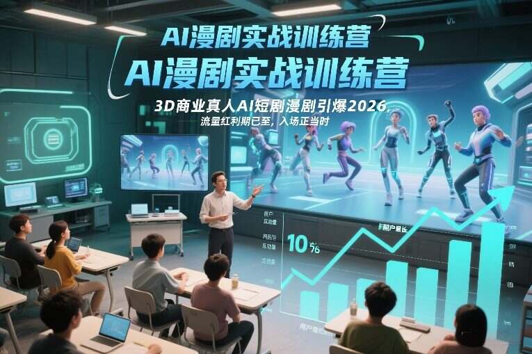 AI漫剧实战训练营，3D商业真人AI短剧漫剧引爆2026，流量红利期已至，入场正当时