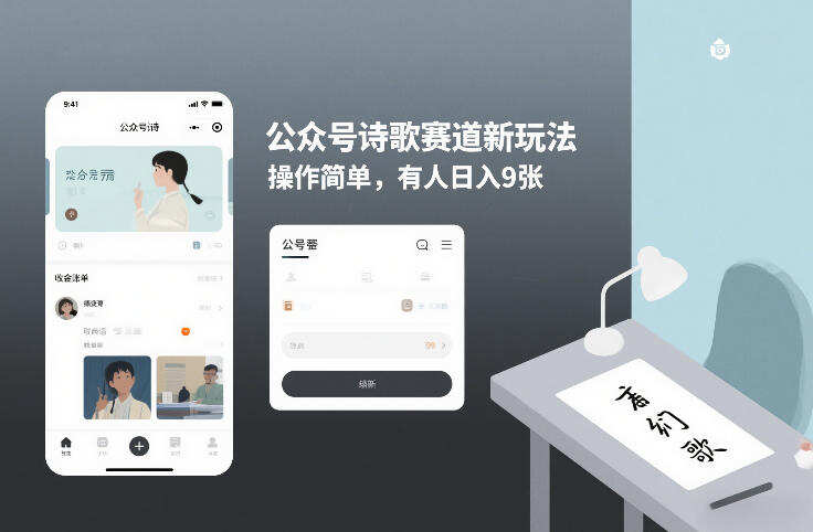 公众号诗歌赛道新玩法，操作简单，有人日入9张