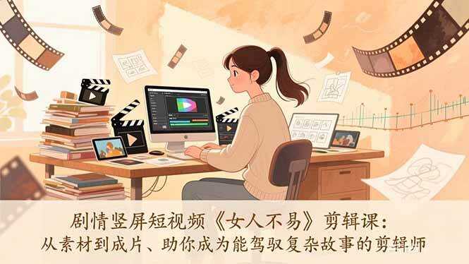 （17305期）剧情竖屏短视频《女人不易》剪辑课：从素材到成片、助你成为能驾驭复杂故事的剪辑师