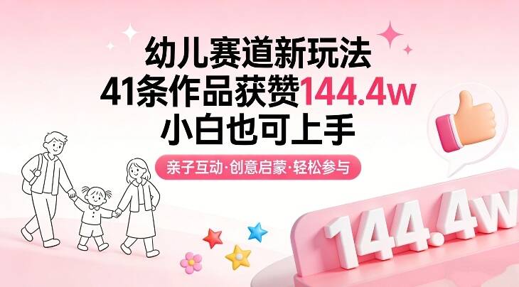 幼儿赛道新玩法，41条作品获赞144.4w，小白也可上手