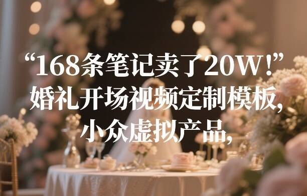 168条笔记卖了20W！婚礼开场视频定制模板，小众虚拟产品