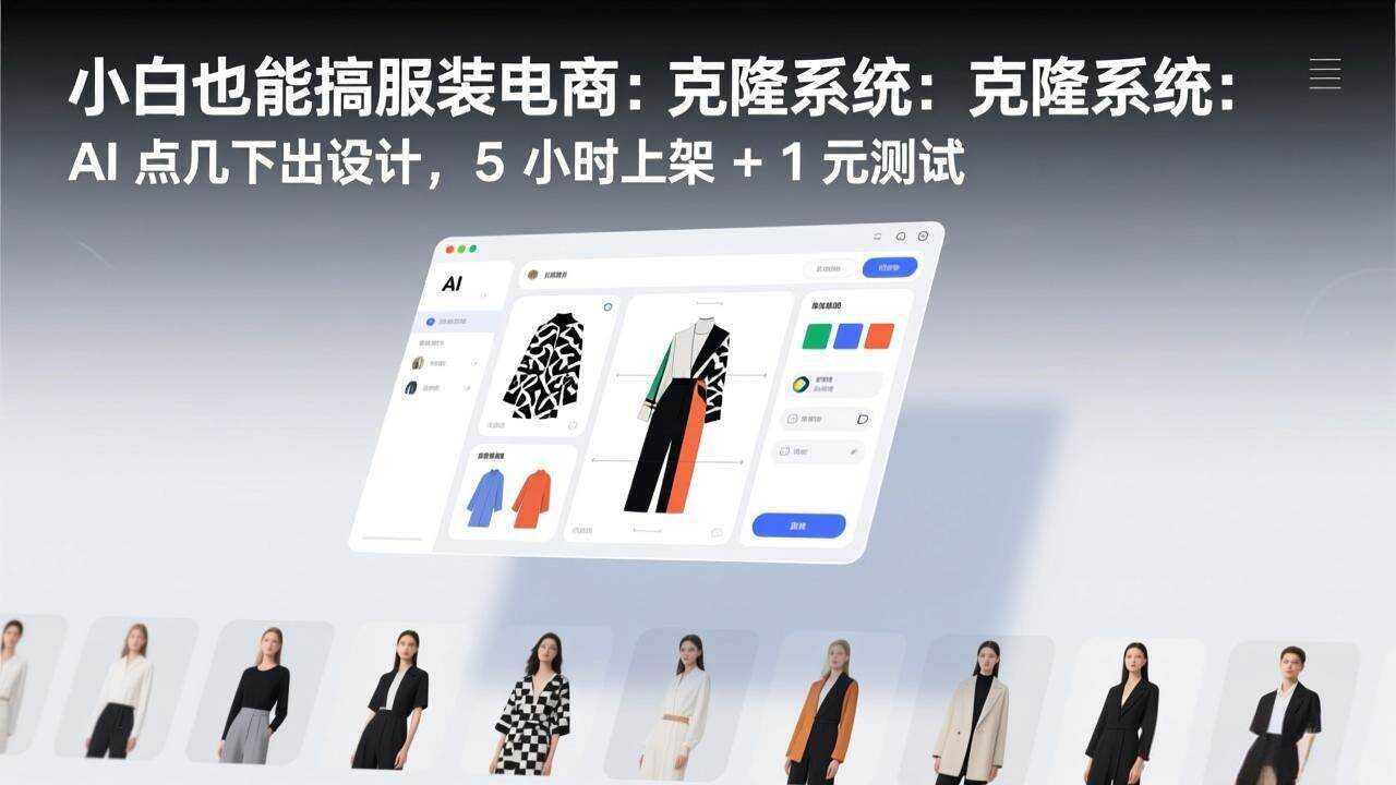 （17411期）小白也能搞服装电商：克隆系统：AI 点几下出设计，5 小时上架 + 1 元测试